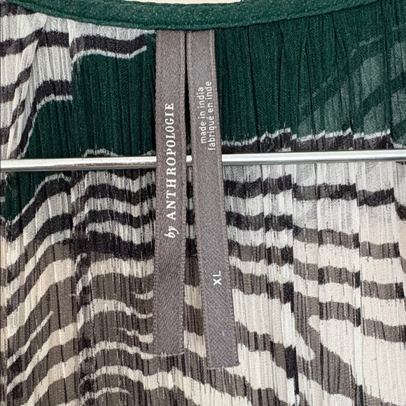 By Anthropologie Marais Green & Black Printed Chiffon Maxi Dress Size XL - Picture 7 of 13